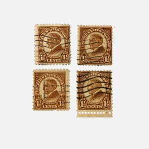 Harding Stamp Brown Vintage USA 1 1/2 Cent Stamp Very Good lot of 4
